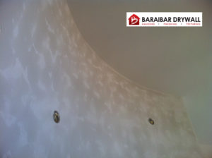 Drywall finishing in stairway